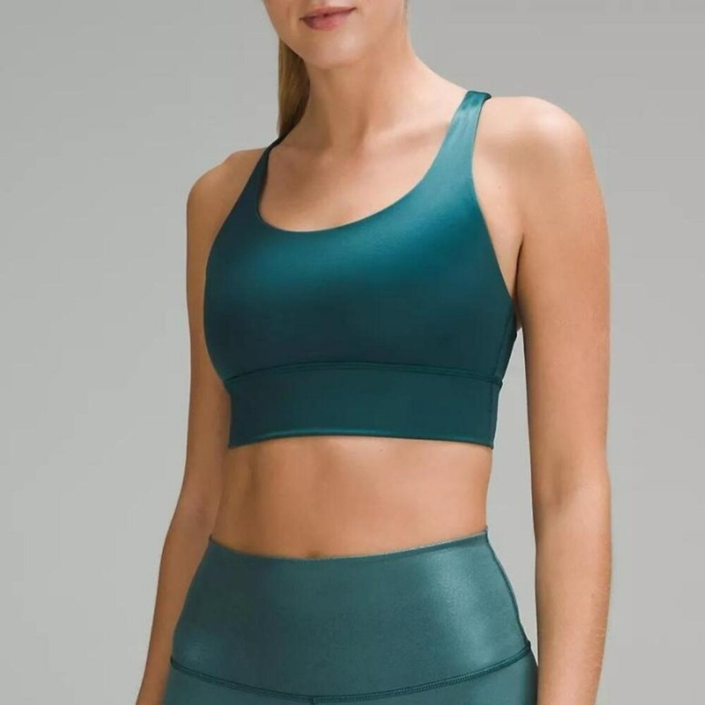 *SOLD*New lululemon Energy Longline Bra Medium Support, B-D Cups Foil Size 14